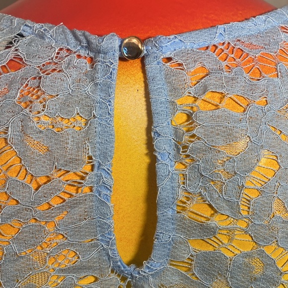Haute Monde Light Blue Lace Blouse - Picture 9 of 11